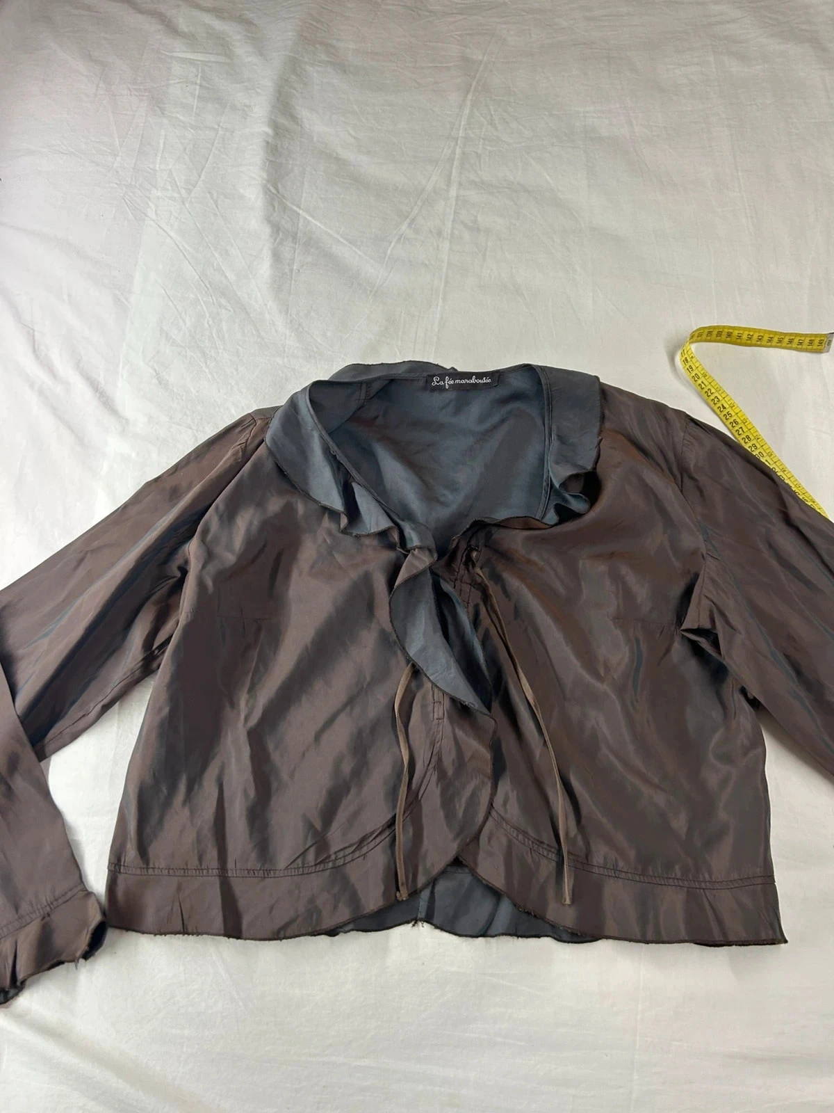 Blouse à manches longues la fée maraboutée en viscose marron vintage
